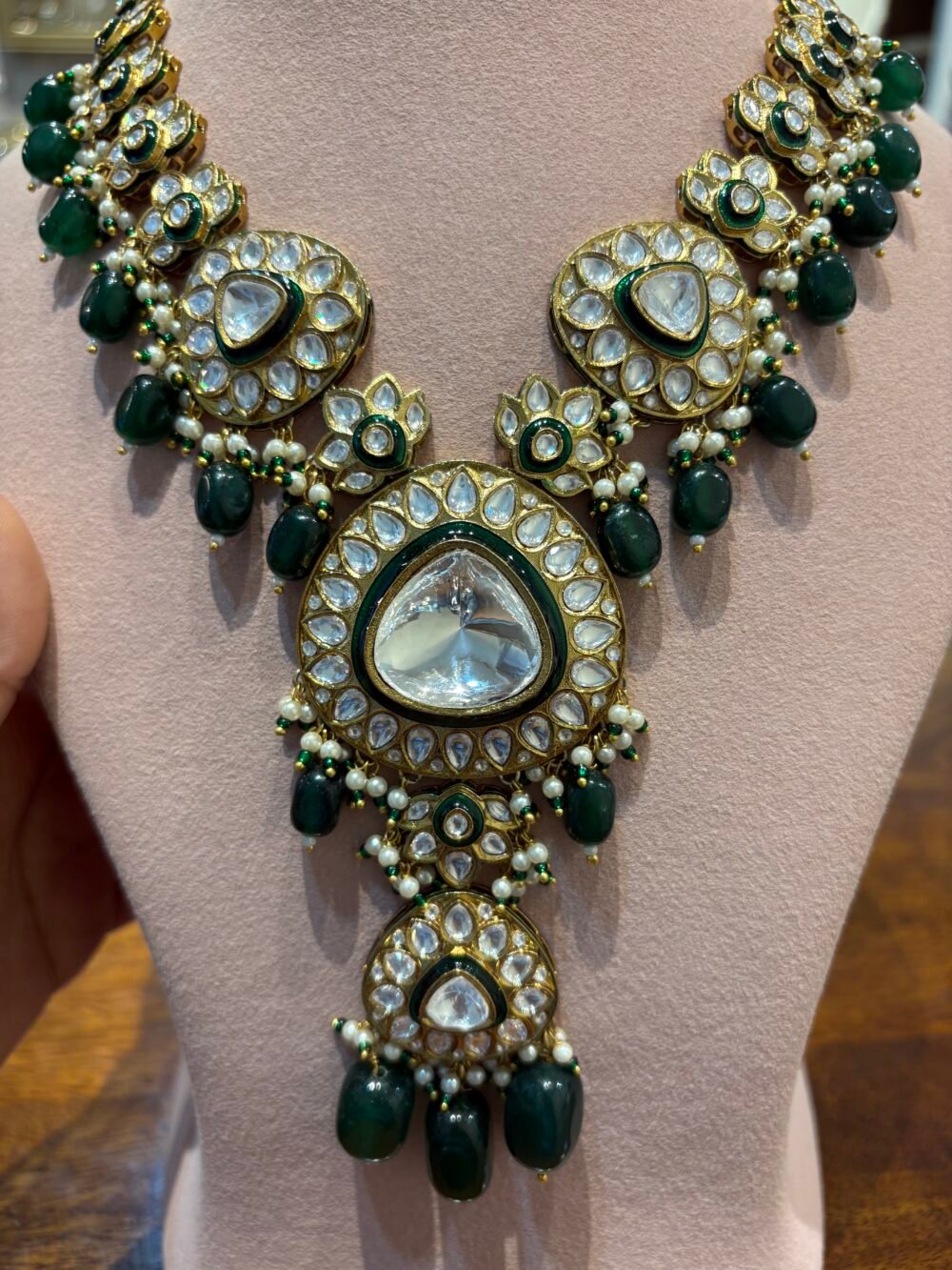 Sridhana Polki Bridal Necklace Set - Image 4