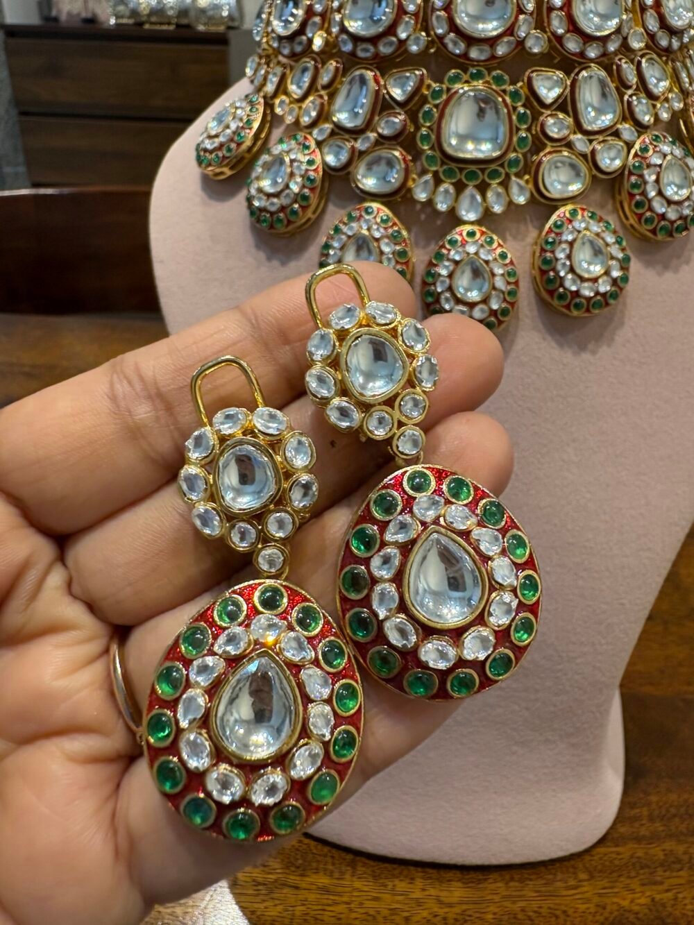 Arashi Polki Bridal Necklace Set - Image 8