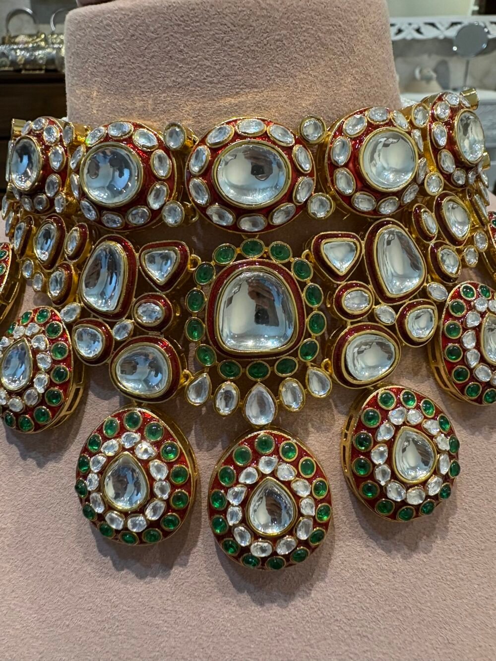 Arashi Polki Bridal Necklace Set - Image 3