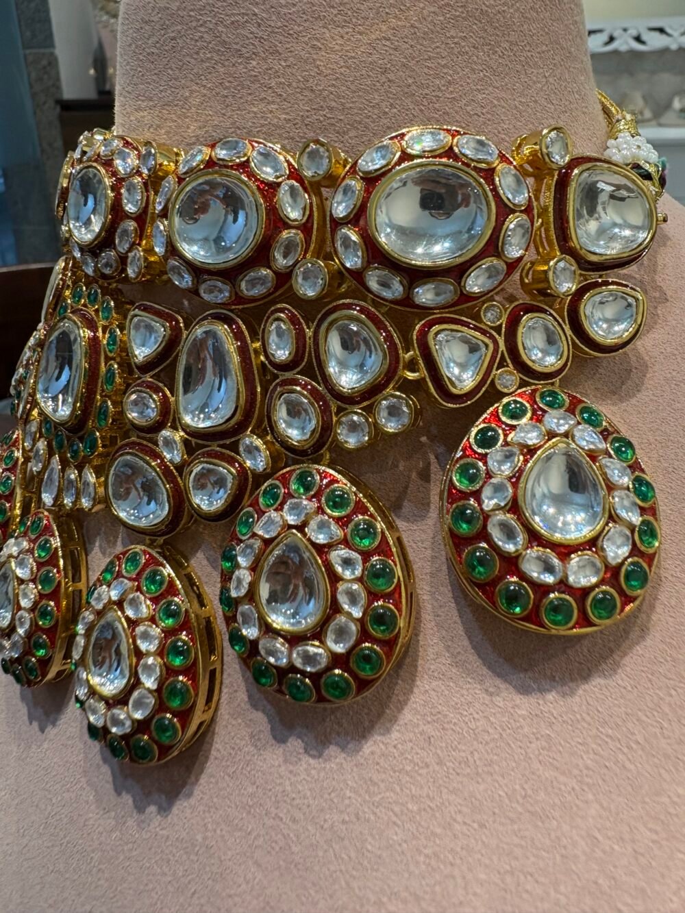 Arashi Polki Bridal Necklace Set - Image 5