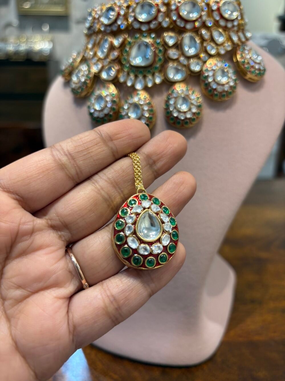 Arashi Polki Bridal Necklace Set - Image 9