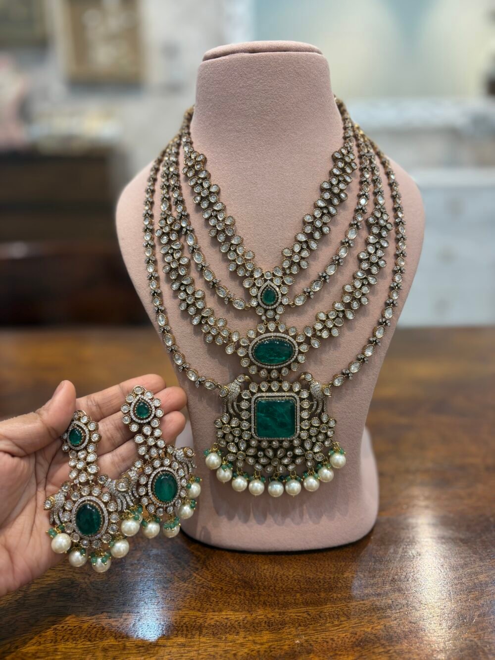 Ajeeta Emerald layered Necklace set