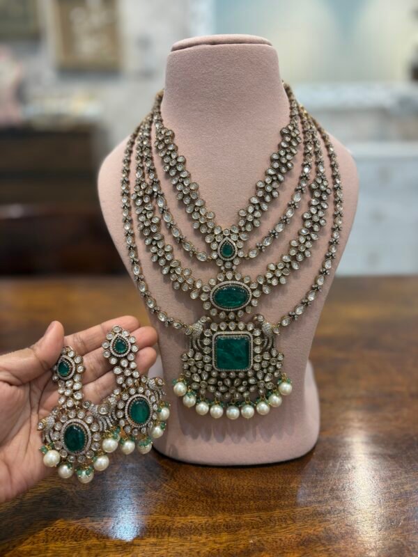 Ajeeta Emerald layered Necklace set