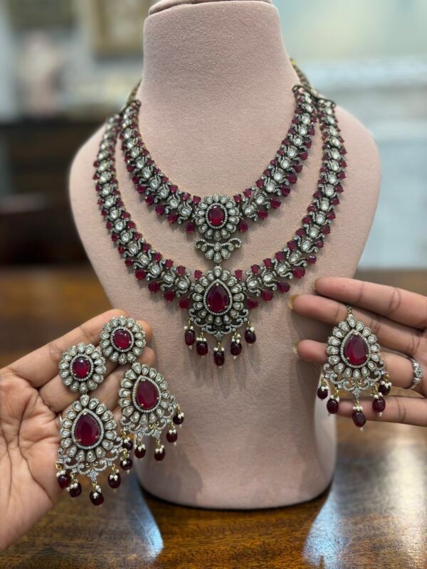 Aruna Ruby layered Necklace set