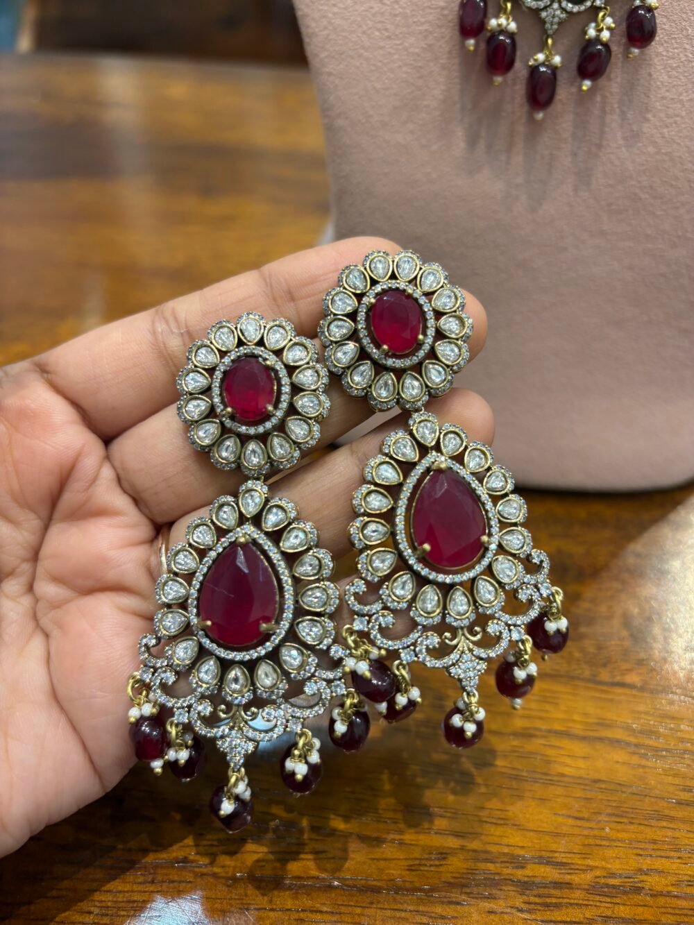 Aruna Ruby layered Necklace set - Image 6