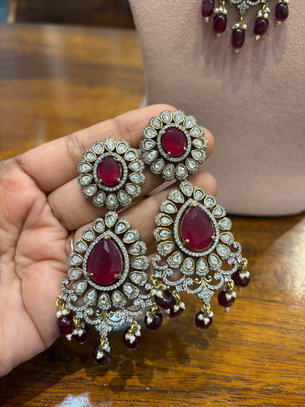 Aruna Ruby layered Necklace set - Image 6