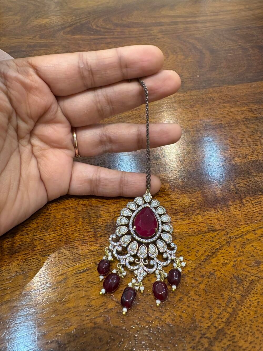 Aruna Ruby layered Necklace set - Image 8