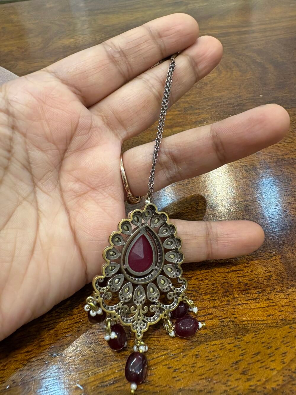 Aruna Ruby layered Necklace set - Image 10