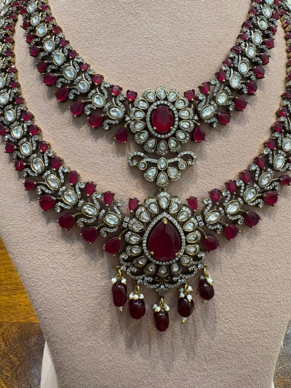 Aruna Ruby layered Necklace set - Image 3