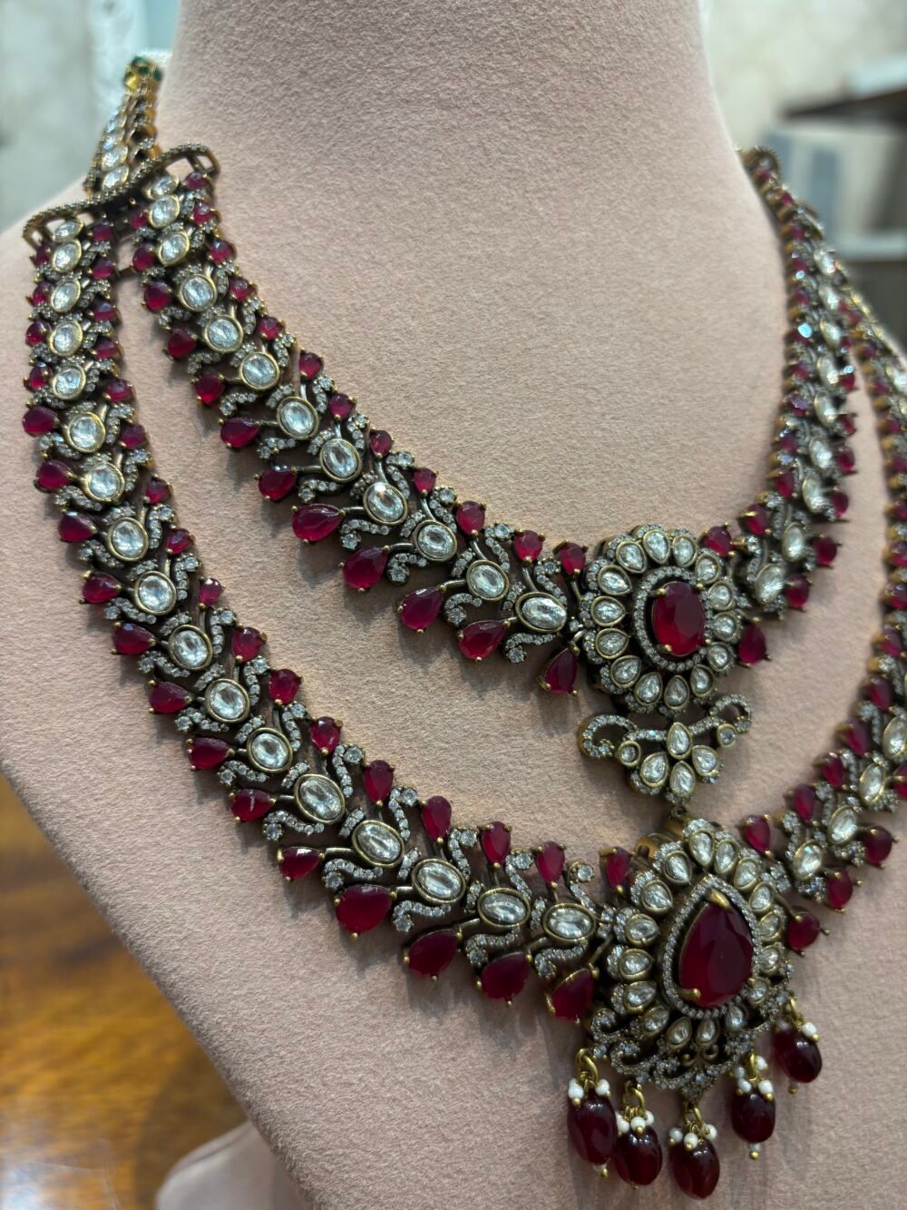 Aruna Ruby layered Necklace set - Image 2