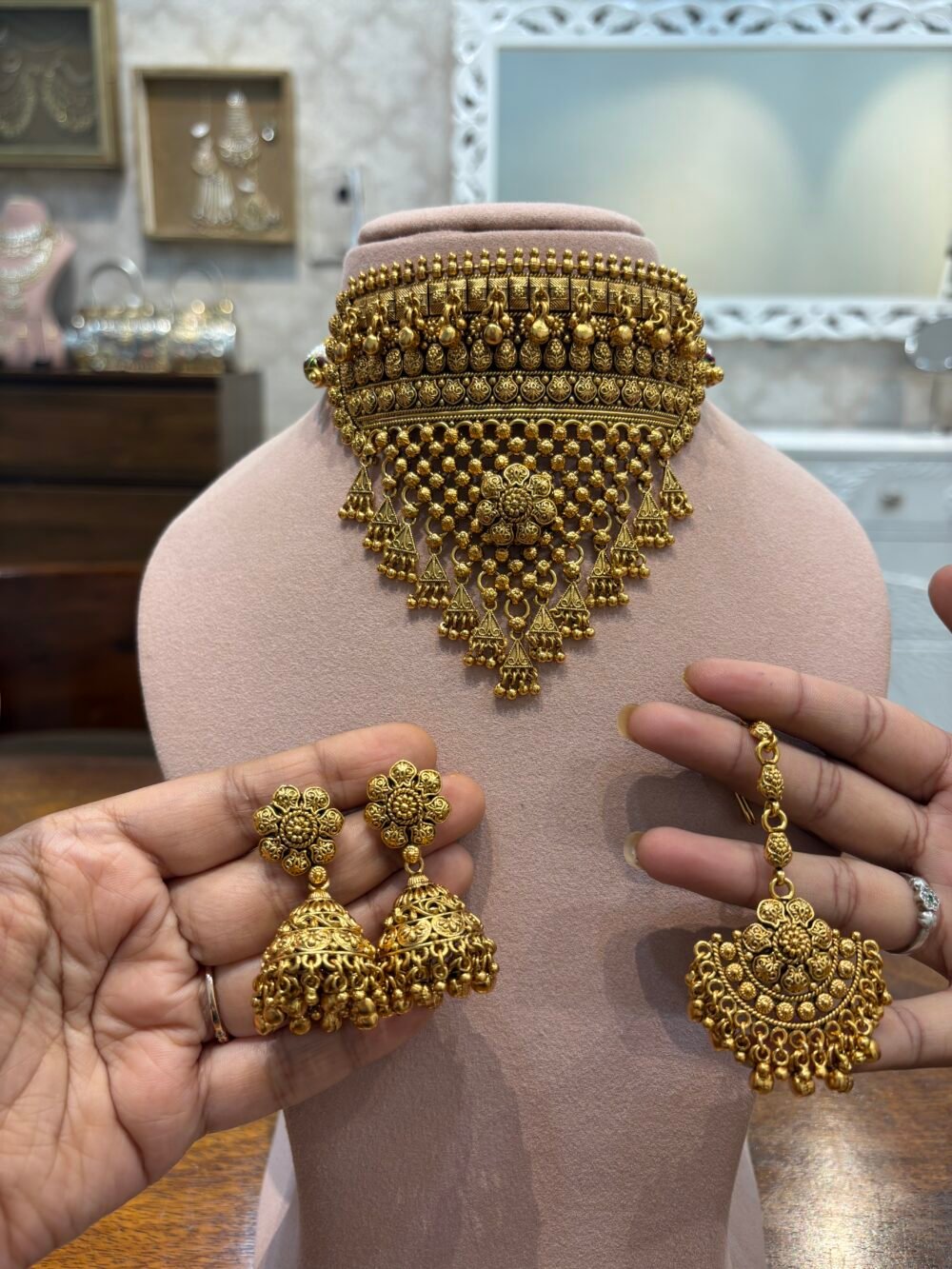 Bhargavi Antique Gold Choker Set