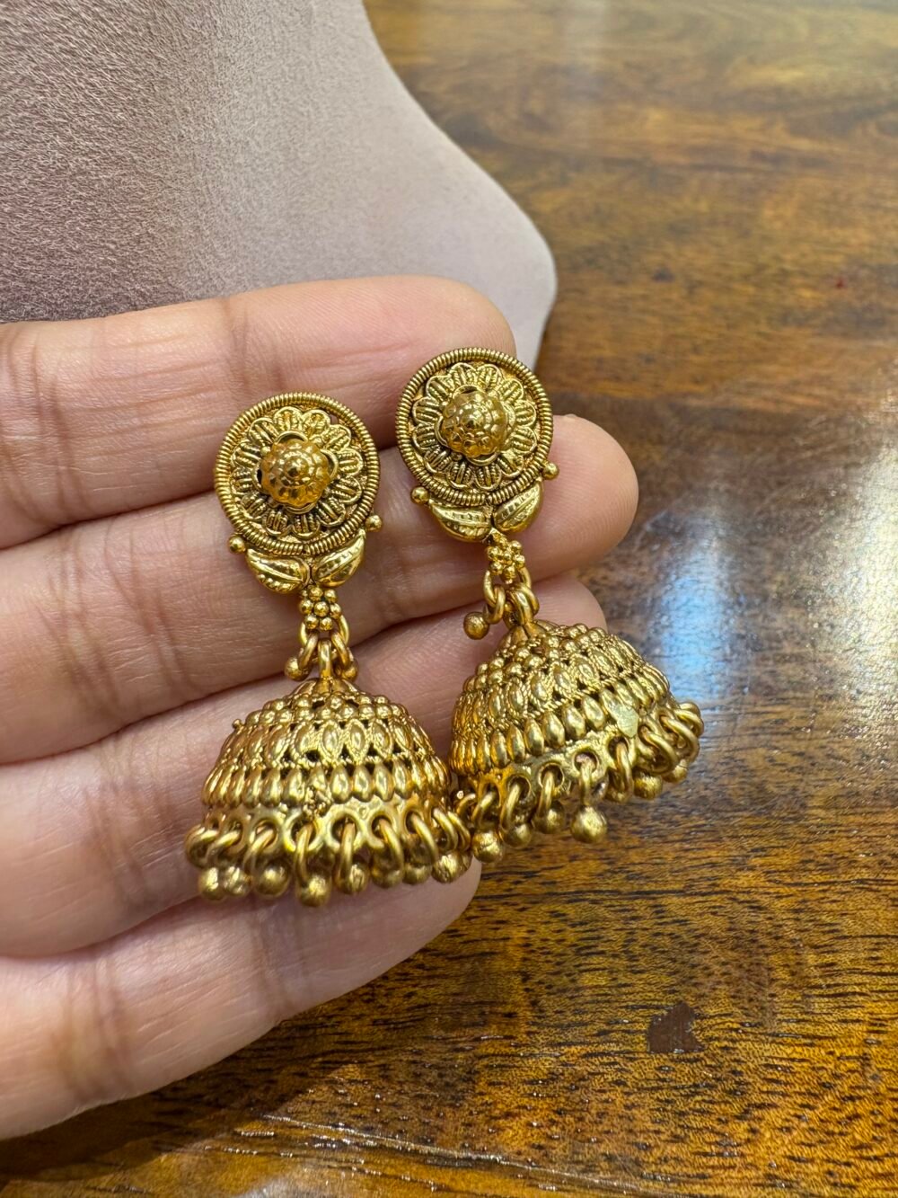 Manushi Antique Gold Necklace Set - Image 5