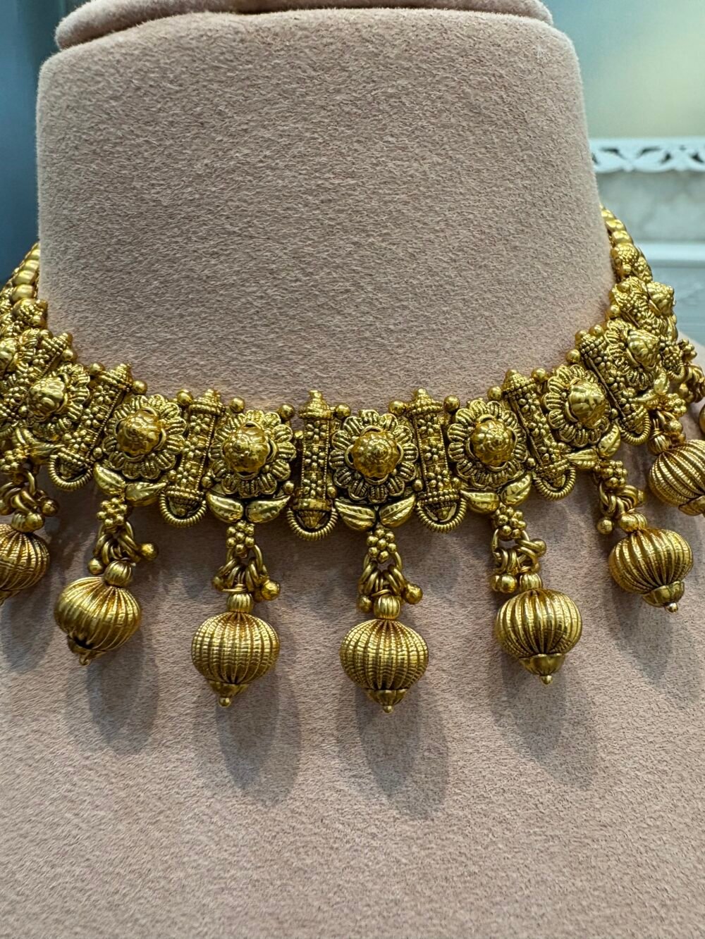 Manushi Antique Gold Necklace Set - Image 2