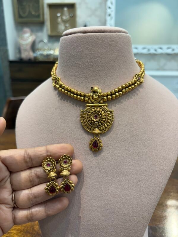 Shubha Antique Gold Necklace Set