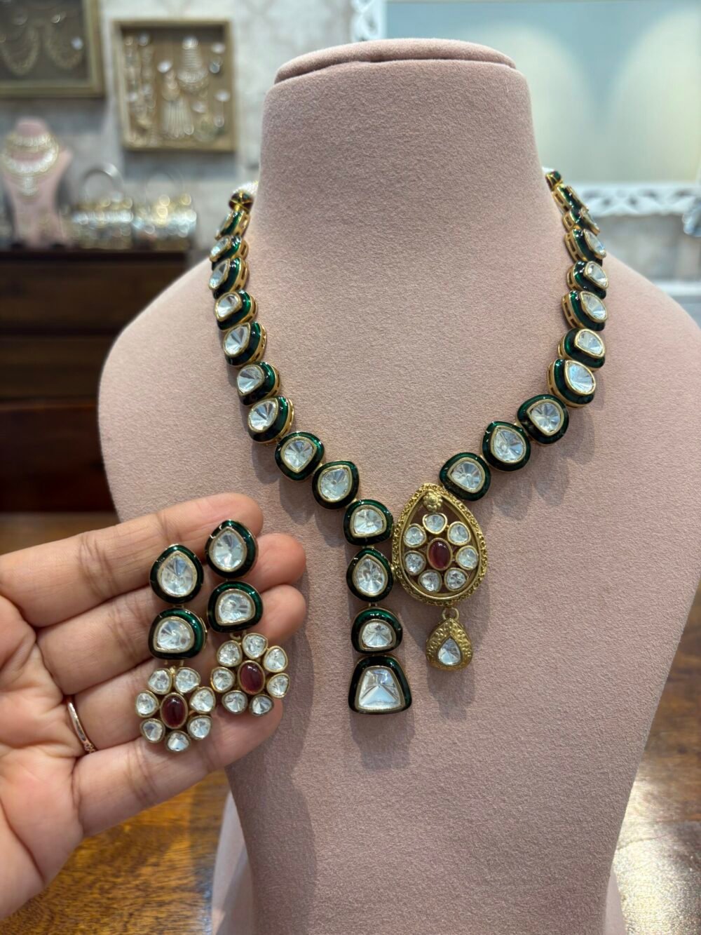 Chahat Polki Necklace Set - Image 8