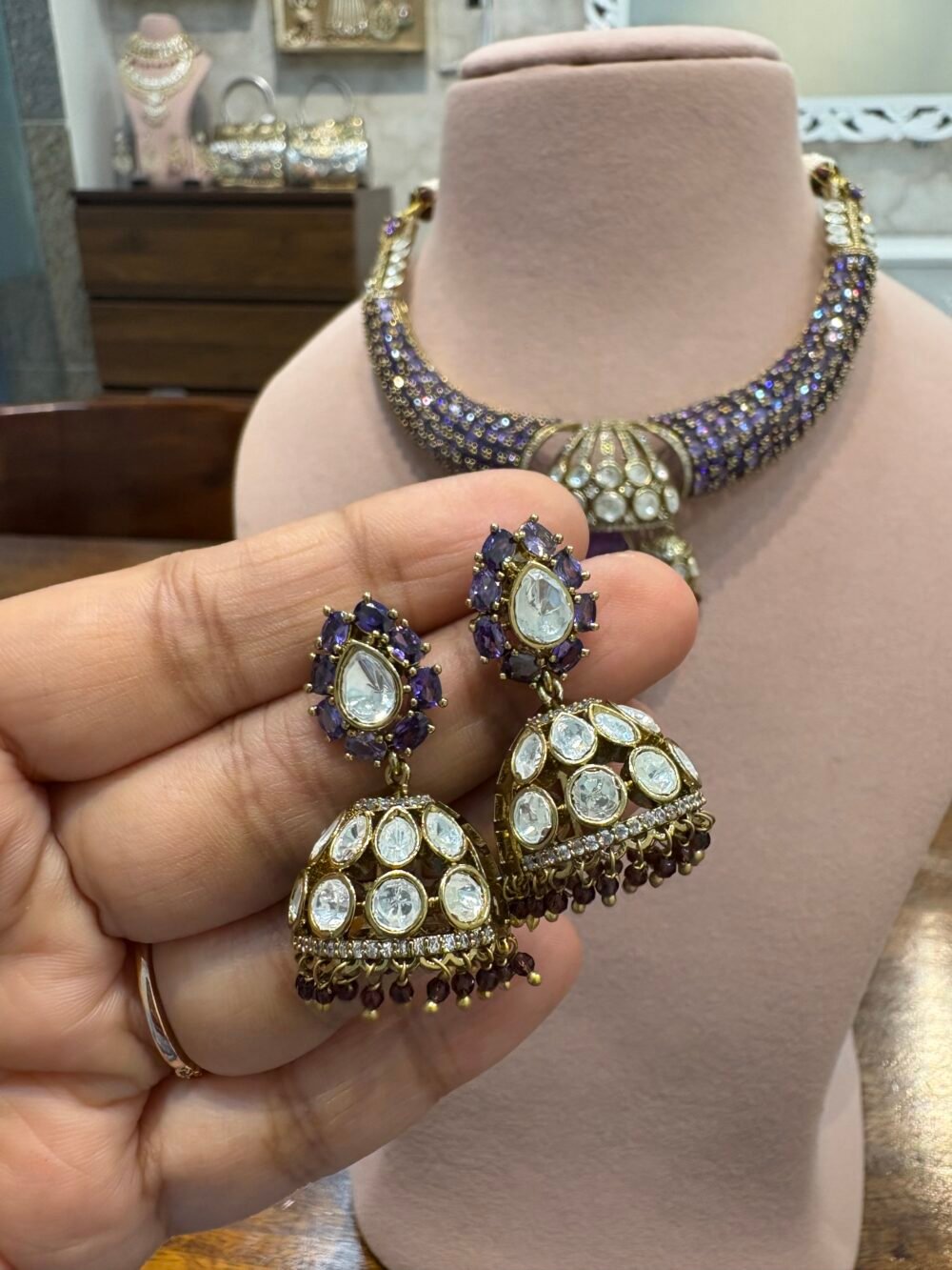 Aamani Polki Necklace Set - Image 7
