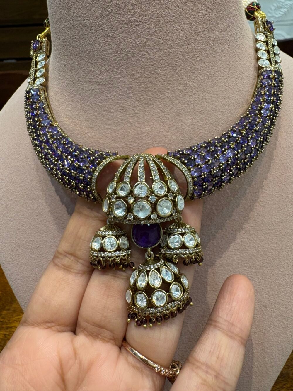 Aamani Polki Necklace Set - Image 3