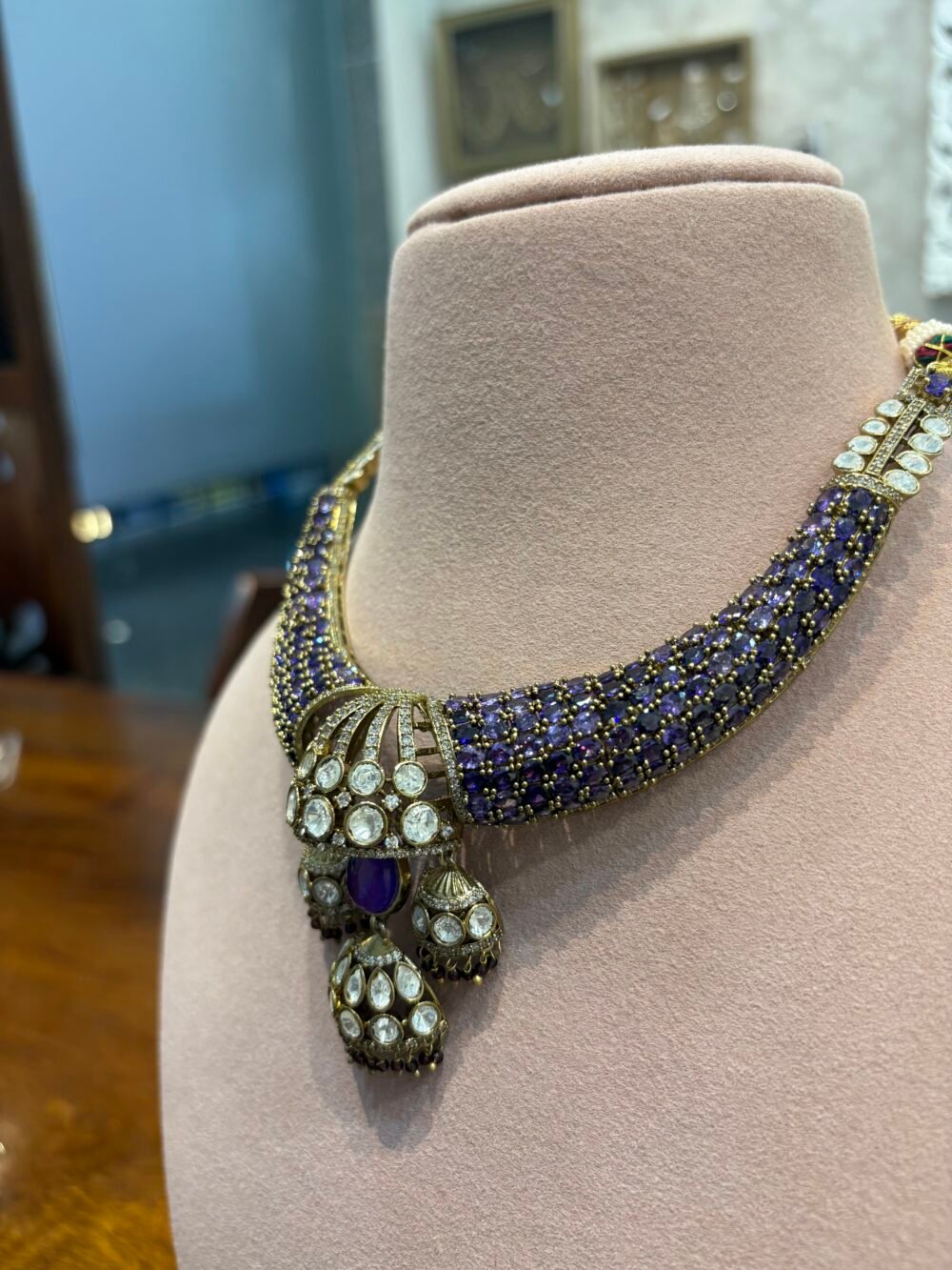 Aamani Polki Necklace Set - Image 4