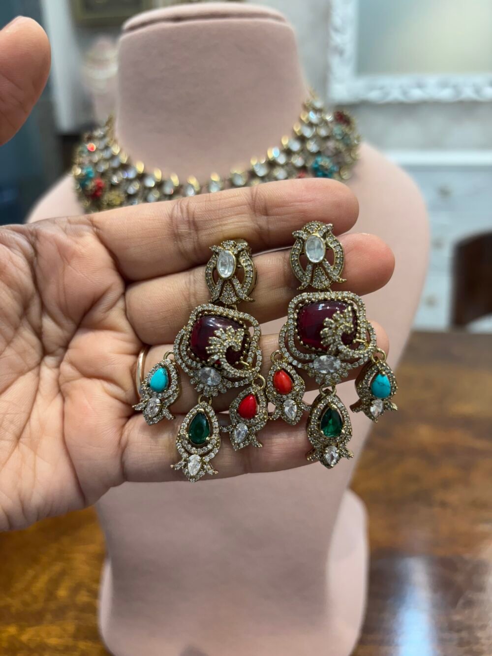 Chitra Polki Necklace Set - Image 9