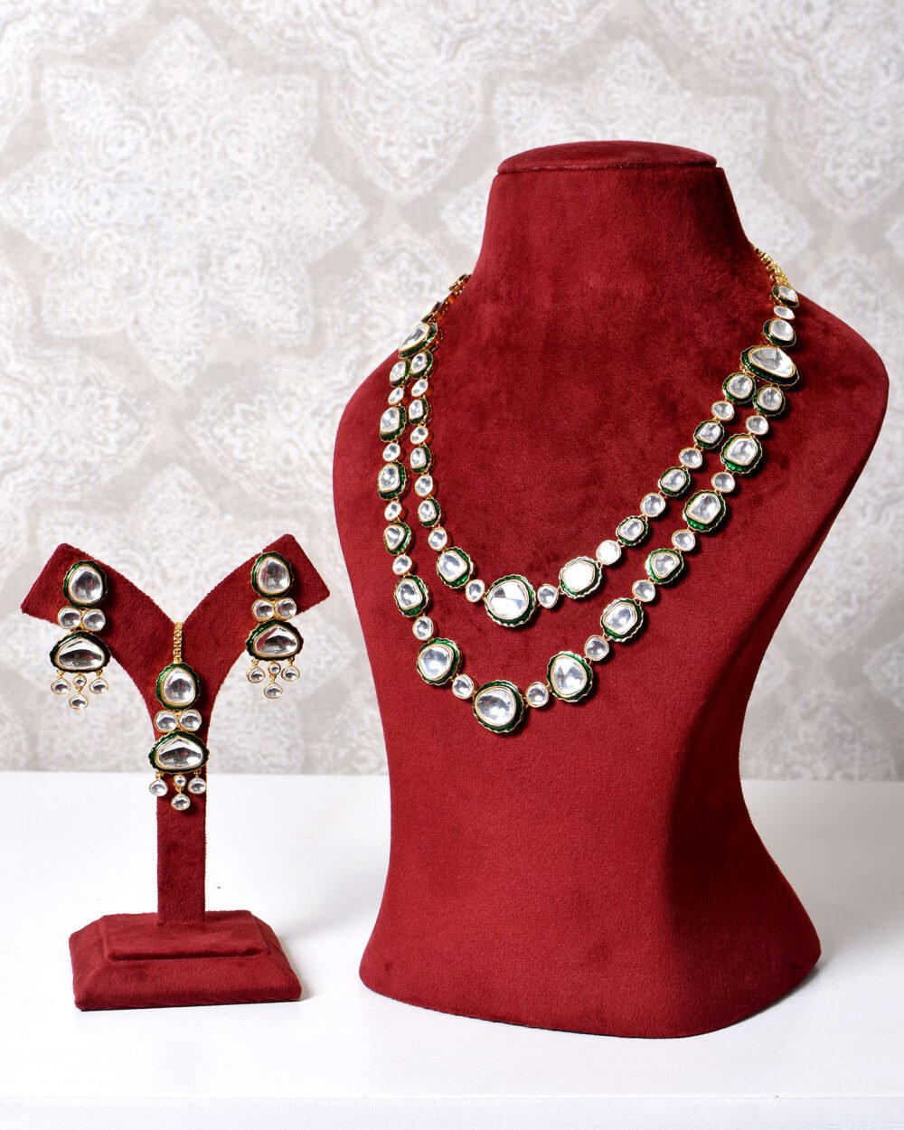 Aesha Polki layered Necklace Set - Image 5