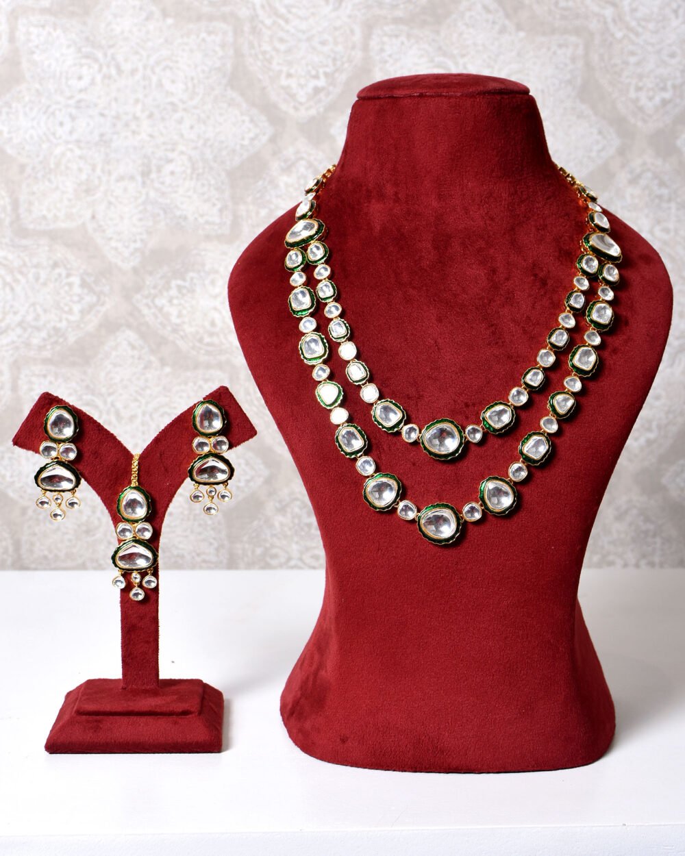Aesha Polki layered Necklace Set
