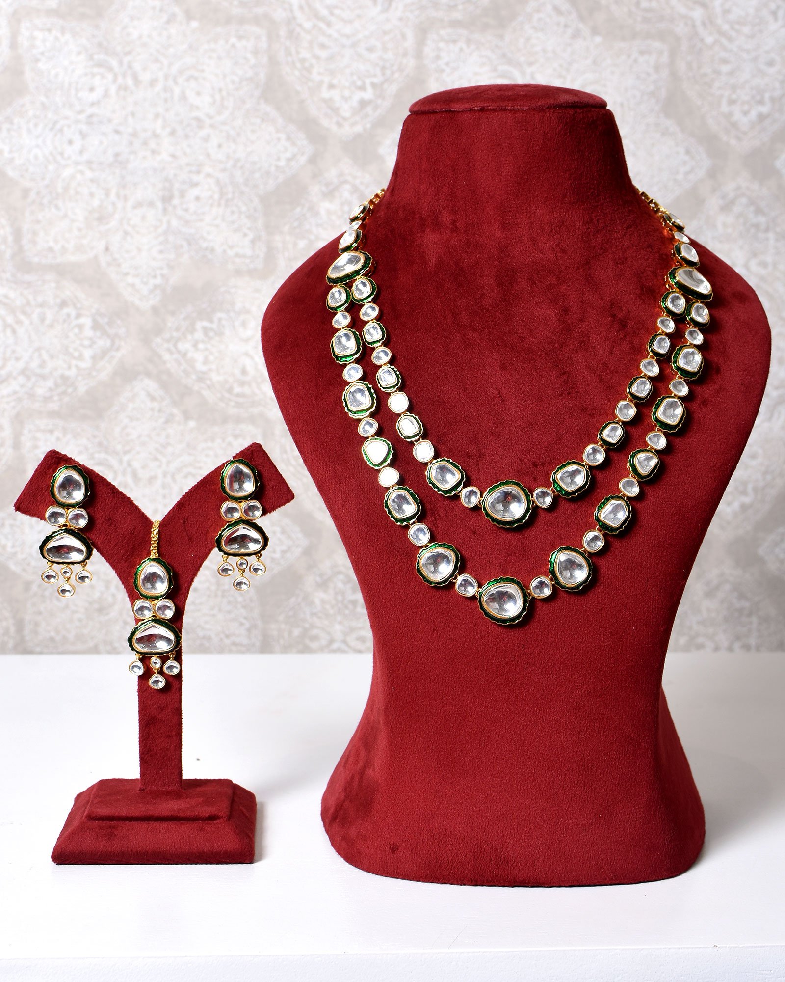 Aesha Polki layered Necklace Set