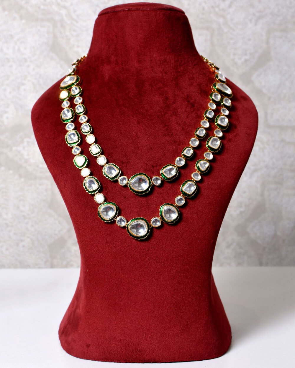 Aesha Polki layered Necklace Set - Image 2