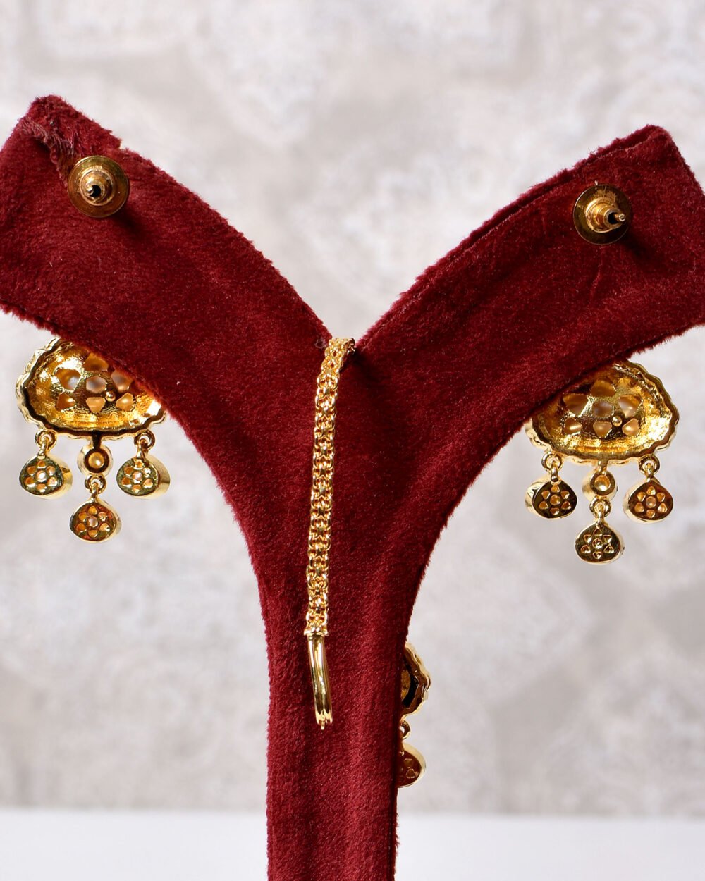 Aesha Polki layered Necklace Set - Image 4