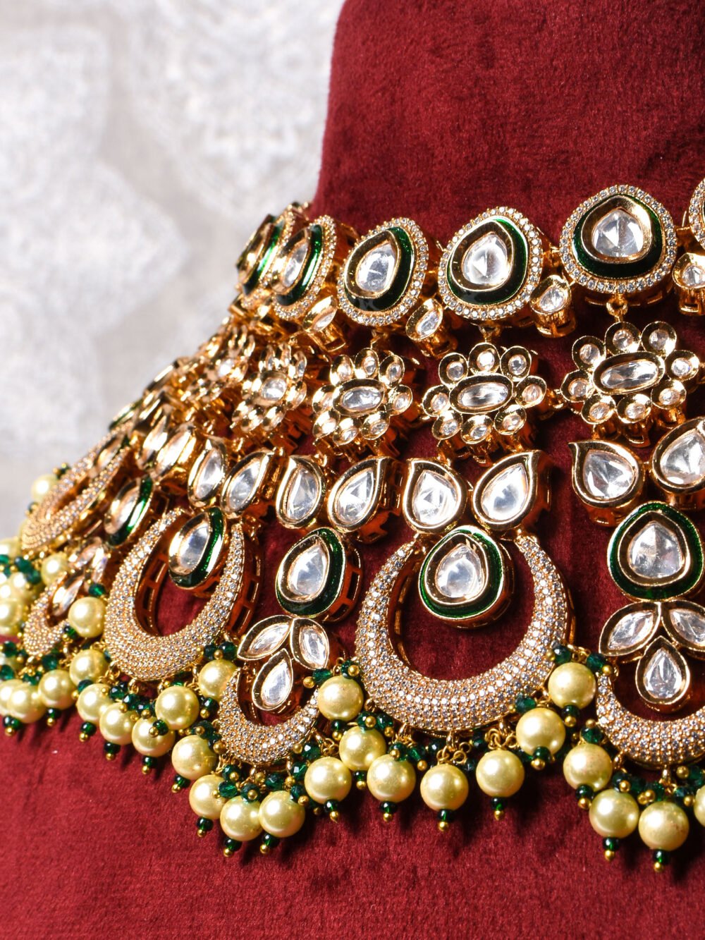 Roopini Polki Bridal Necklace Set - Image 4
