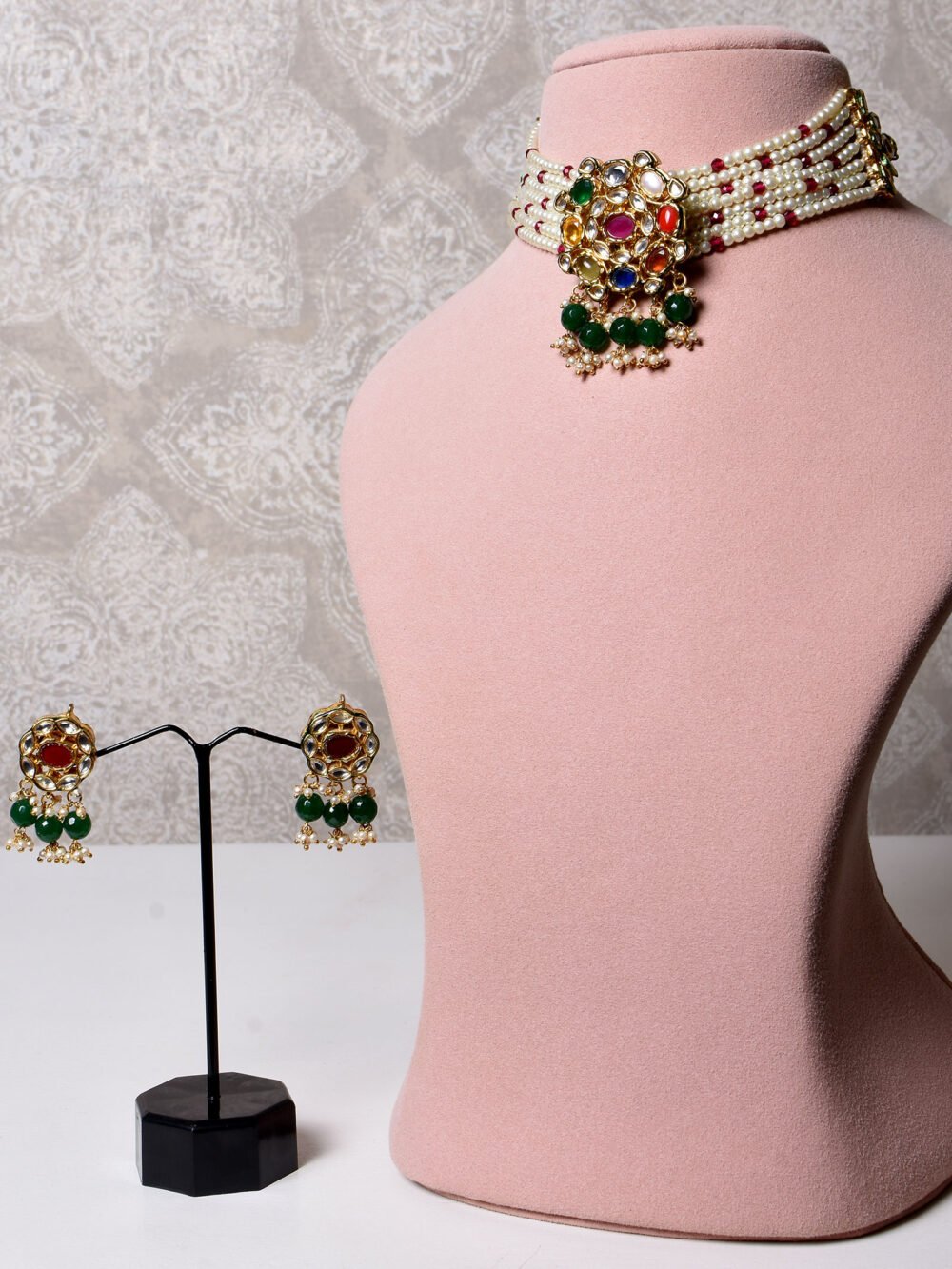 Navina Polki Navratan Choker Set - Image 2