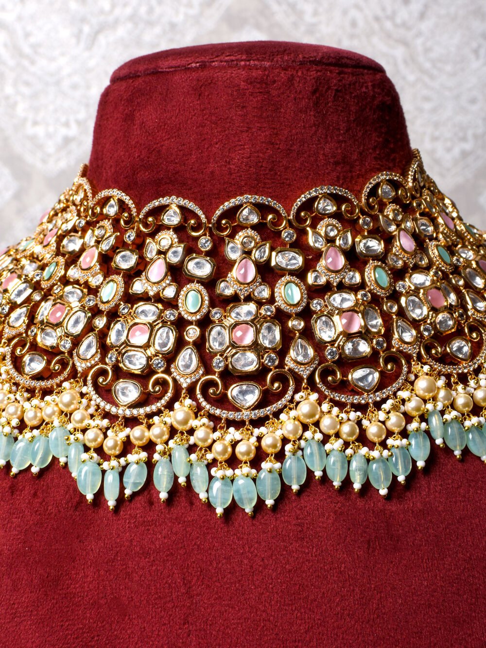 Aashiyana Polki Bridal Necklace Set - Image 4
