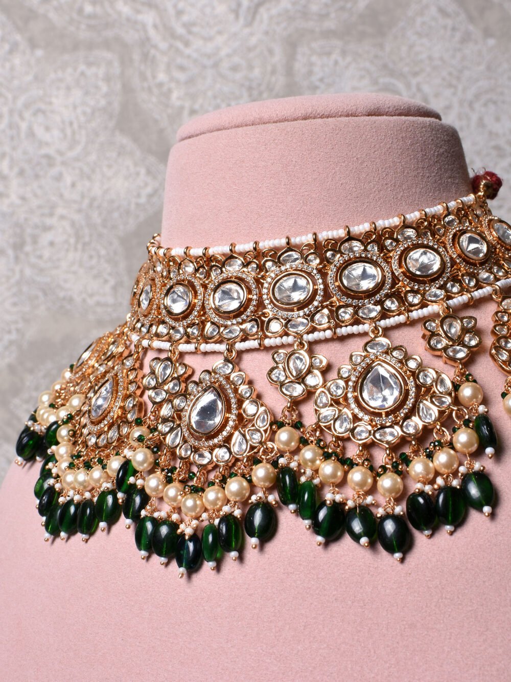 Kamalakshi Polki Bridal Necklace Set - Image 3