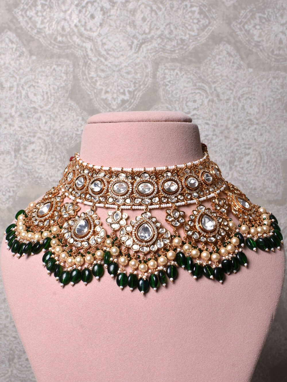 Kamalakshi Polki Bridal Necklace Set - Image 2