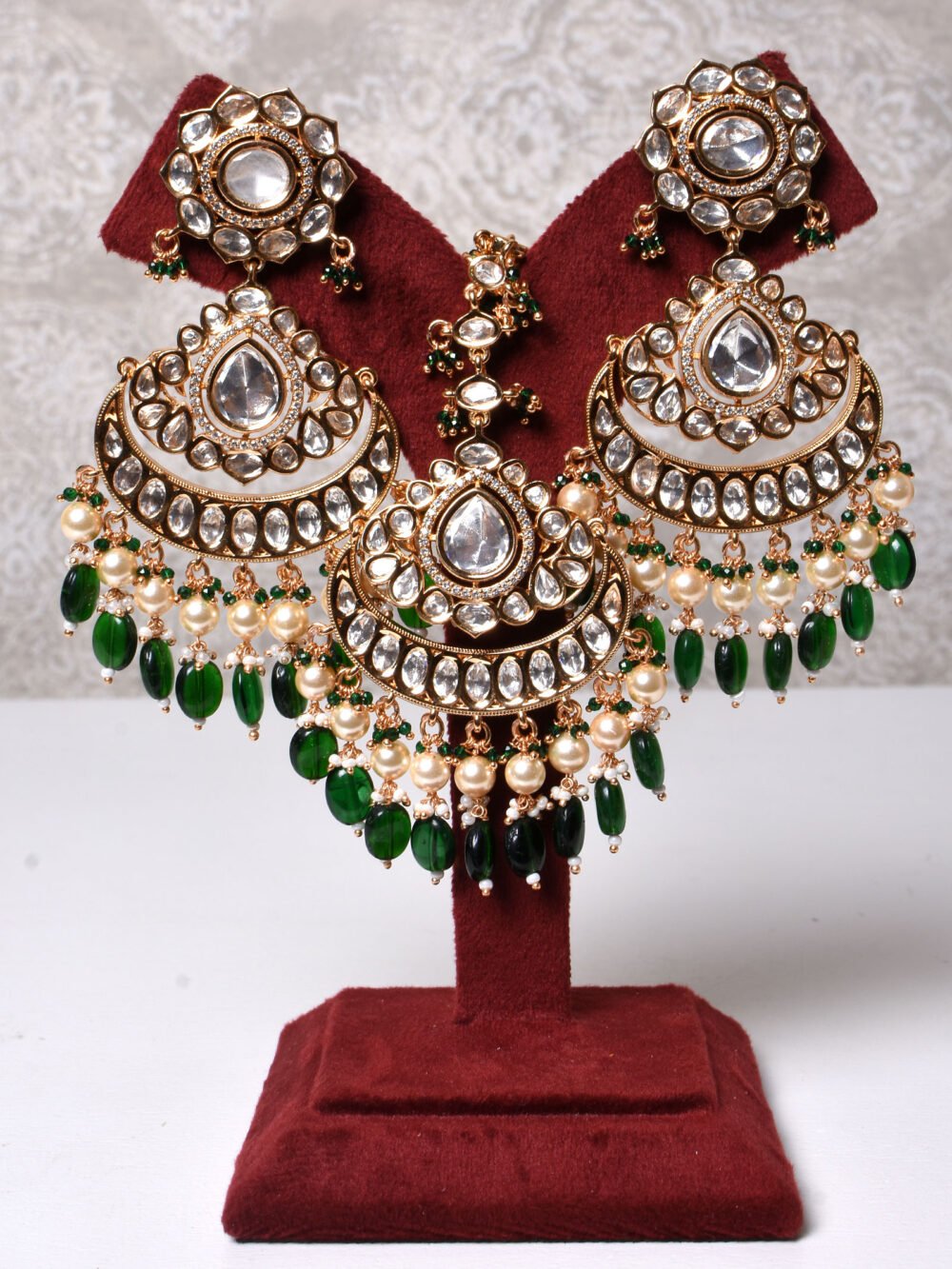 Kamalakshi Polki Bridal Necklace Set - Image 4