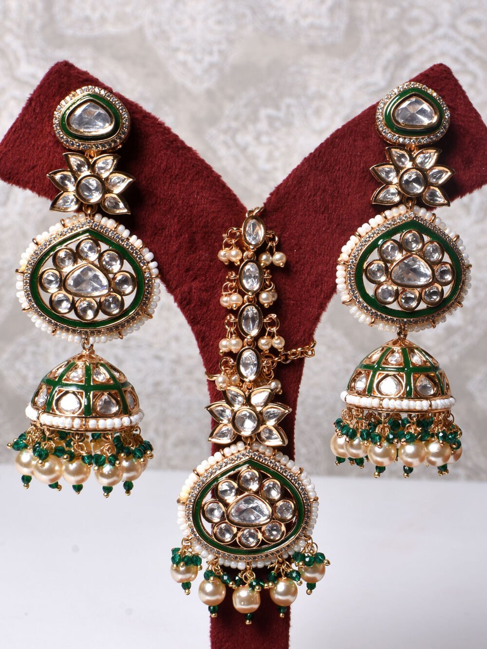 Padmini Polki Bridal Necklace Set - Image 4