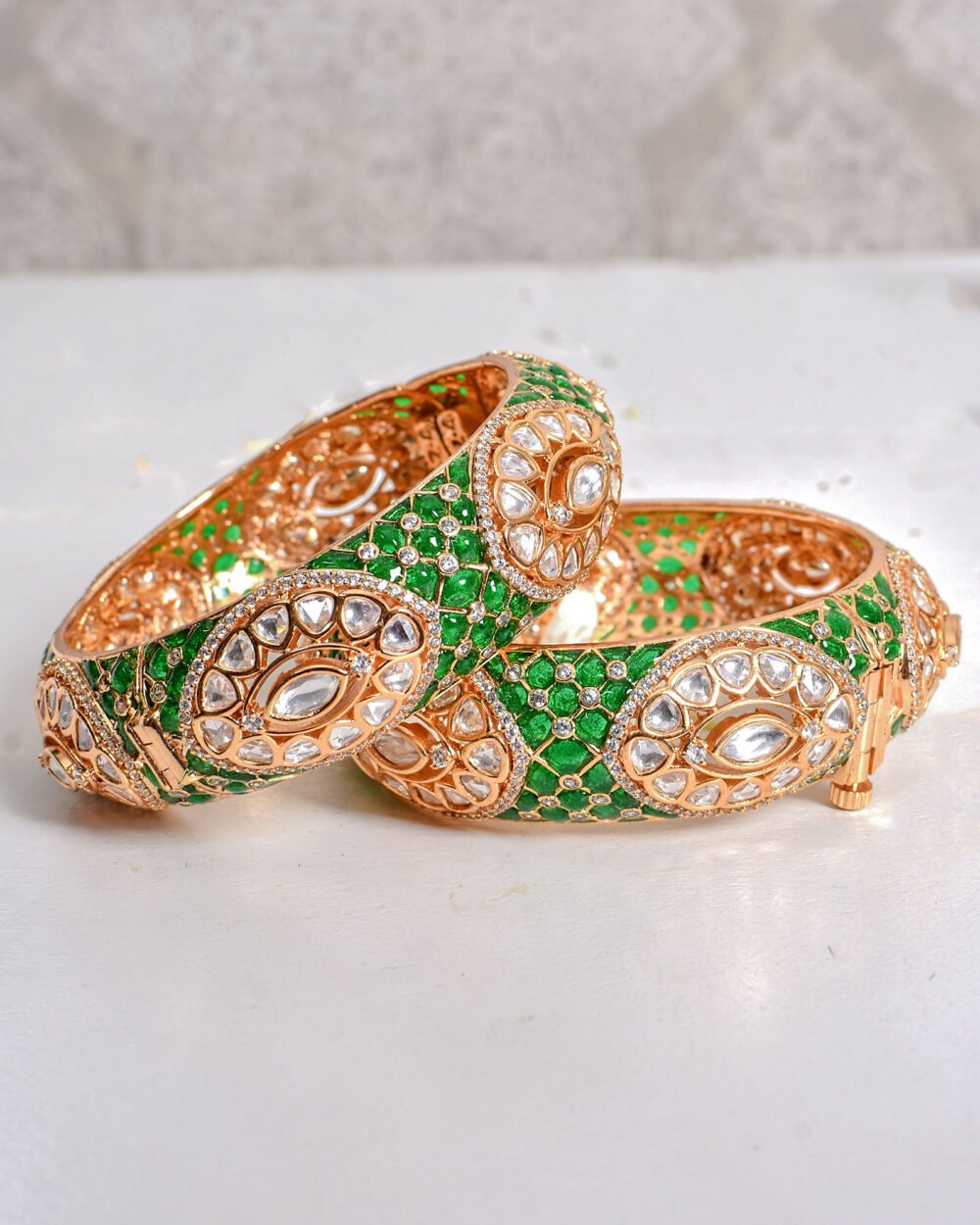 Ihina Polki Bangles (Emerald)