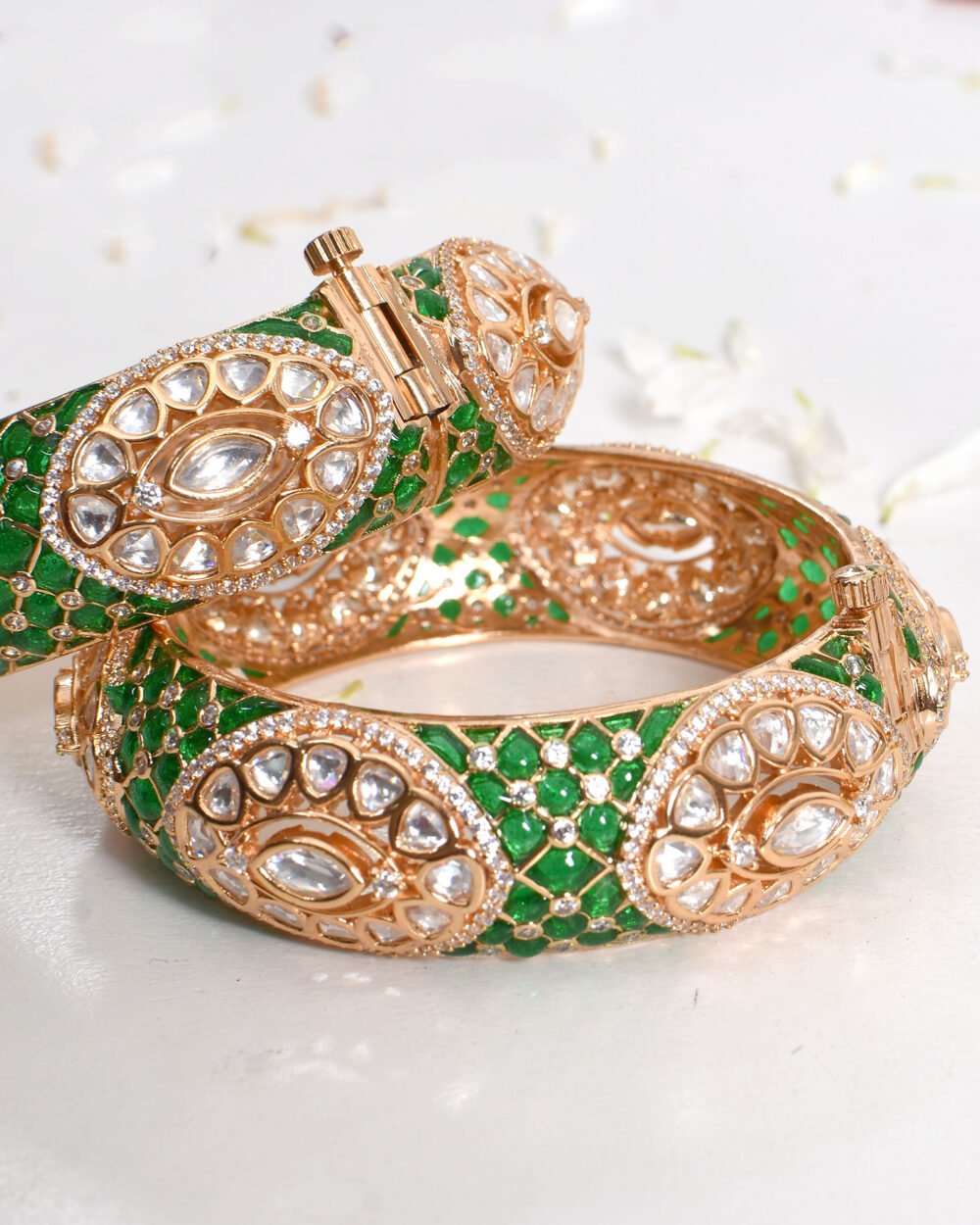 Ihina Polki Bangles (Emerald) - Image 2