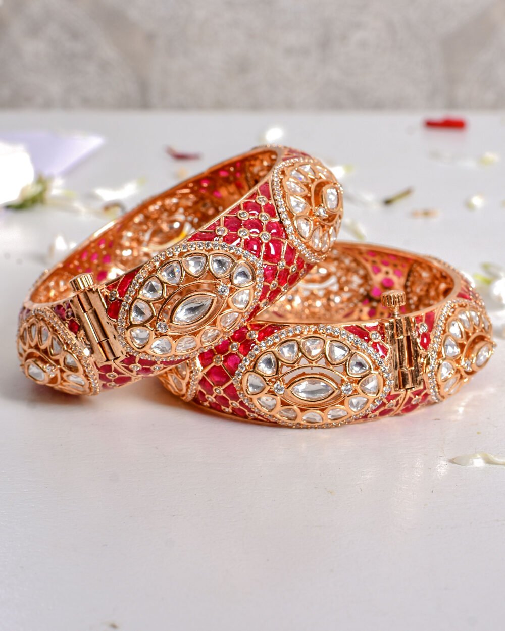 Ihina Polki Bangles (Ruby) - Image 3