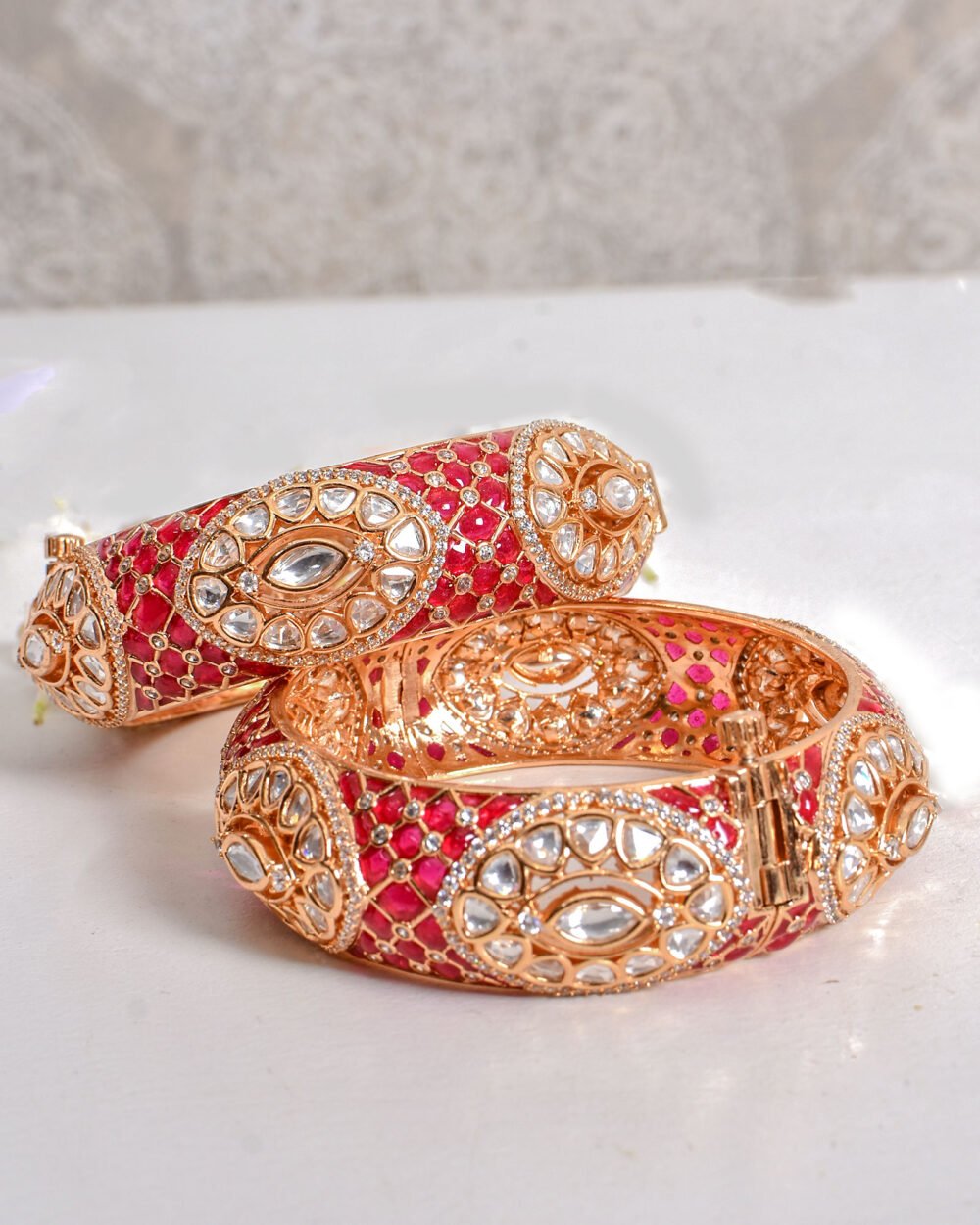 Ihina Polki Bangles (Ruby)