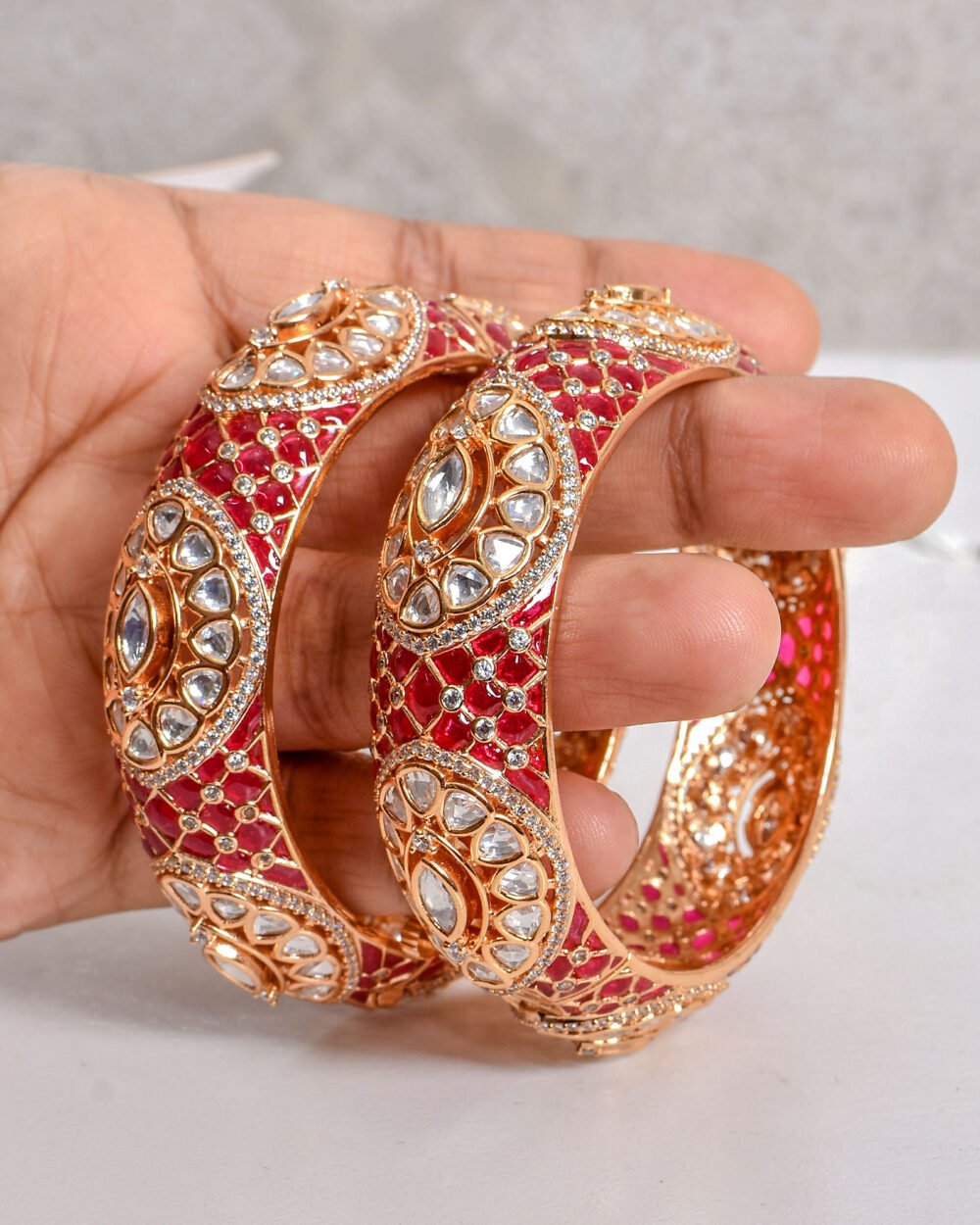 Ihina Polki Bangles (Ruby) - Image 2
