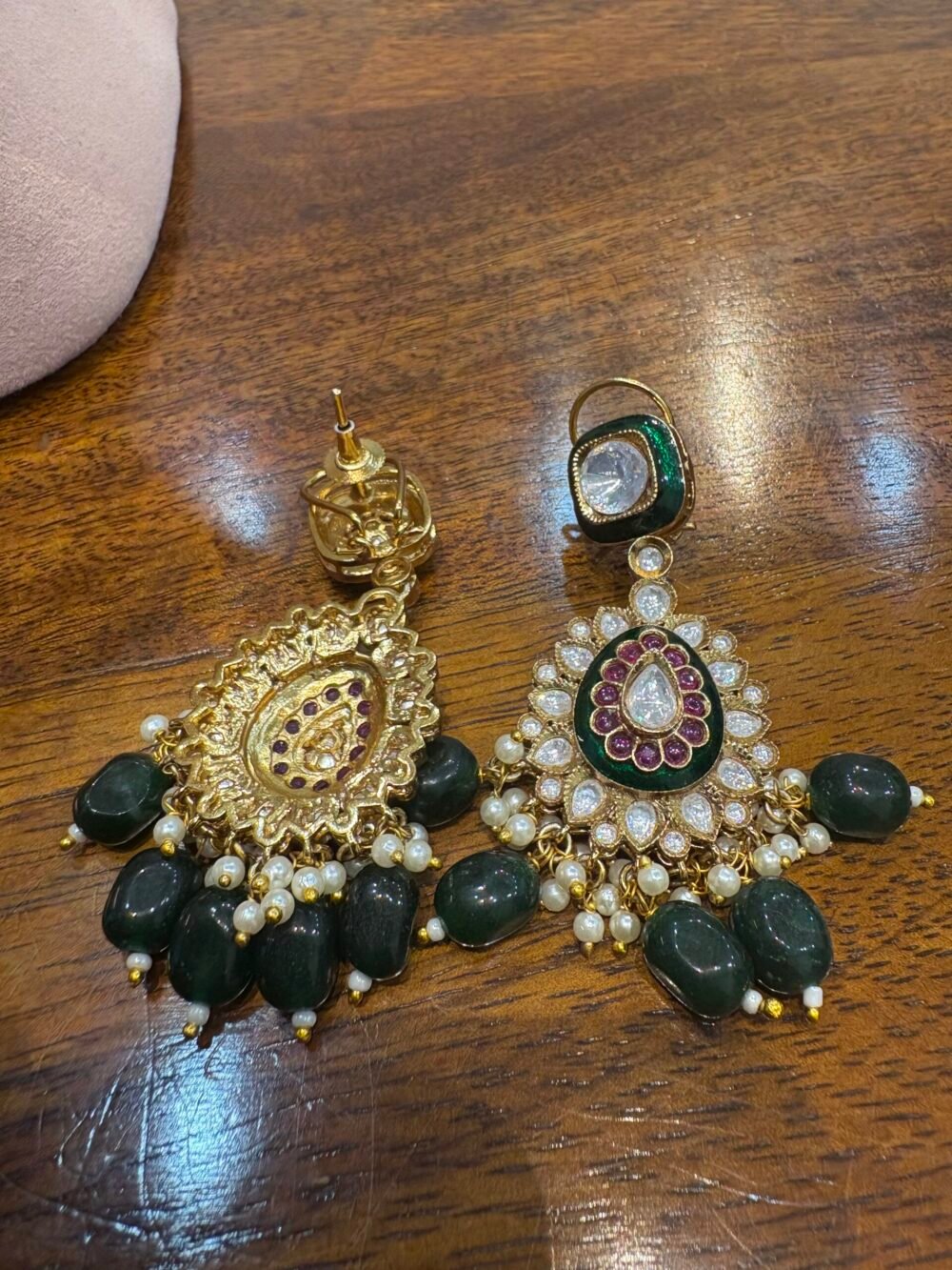 Aarini Polki Necklace set -Emerald Ruby - Image 8