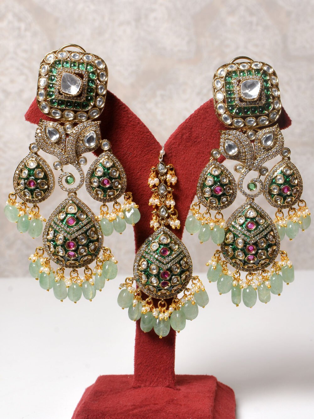 Aparna Polki Bridal Necklace Set - Image 4