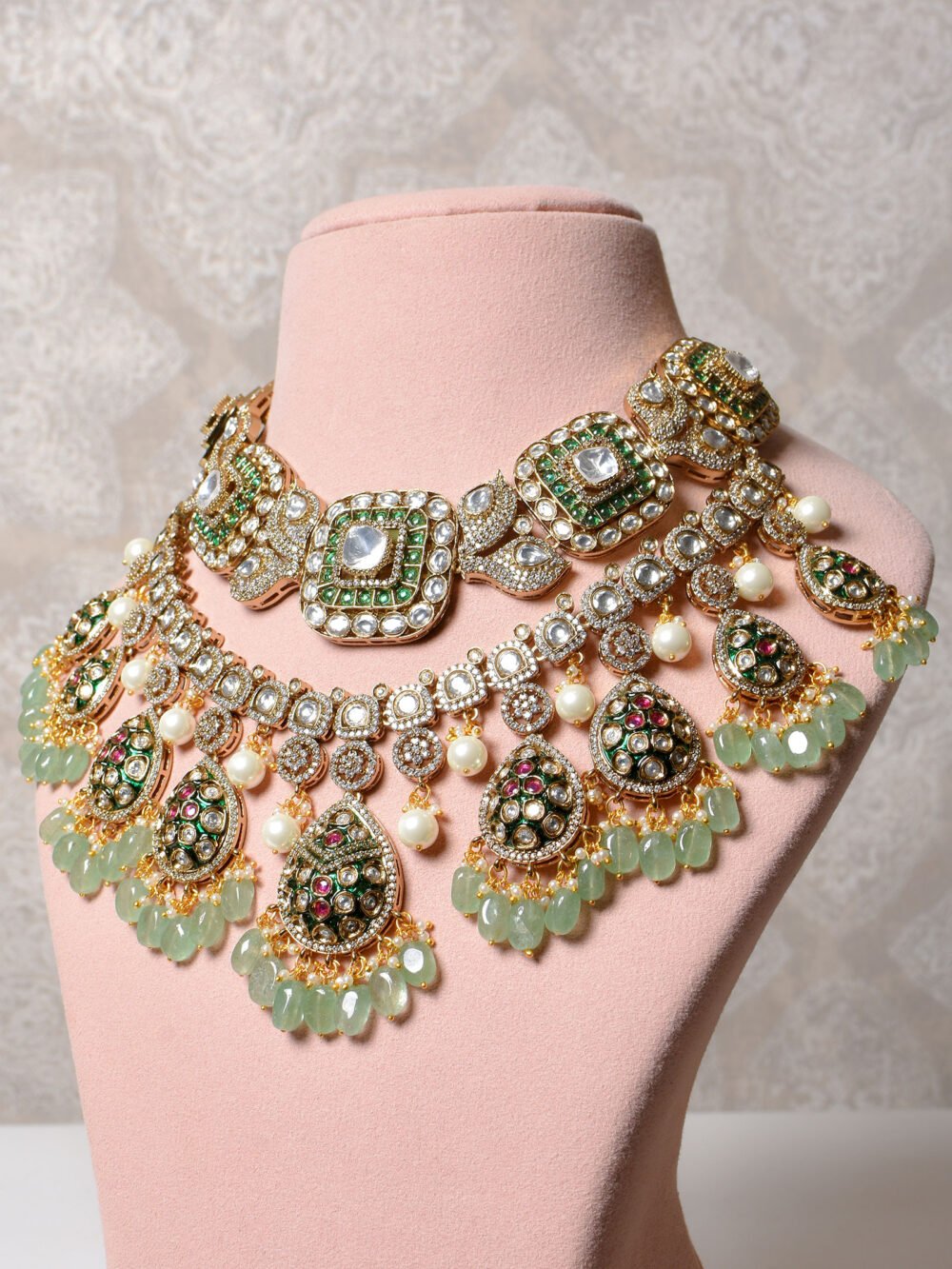 Aparna Polki Bridal Necklace Set - Image 3