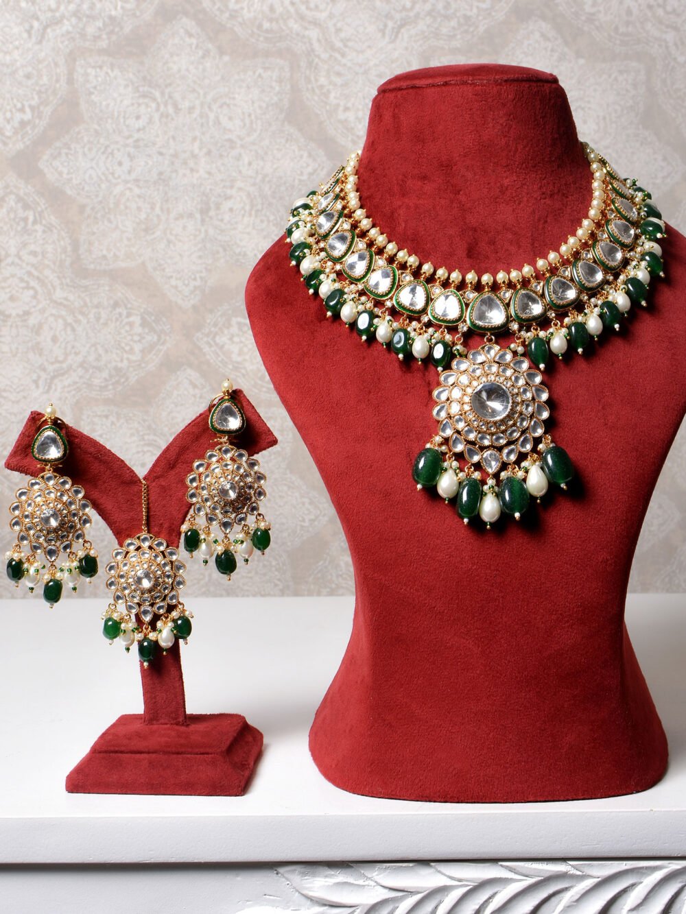 Anusha Polki Bridal Necklace Set - Image 2