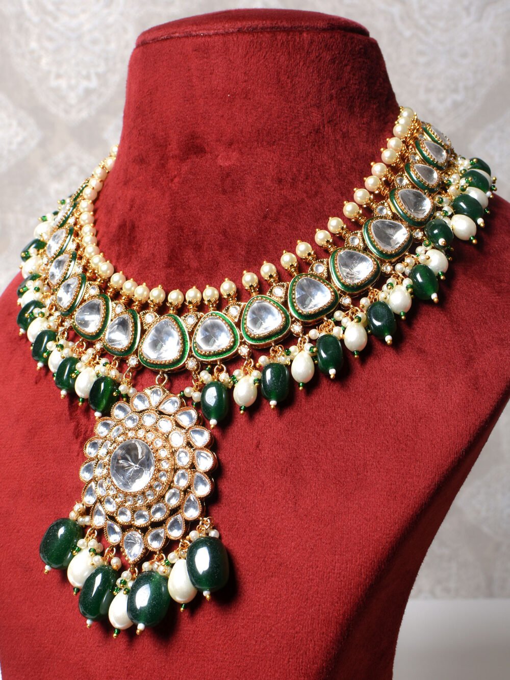 Anusha Polki Bridal Necklace Set - Image 3