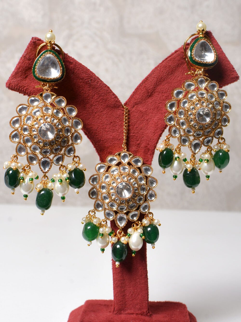 Anusha Polki Bridal Necklace Set - Image 4