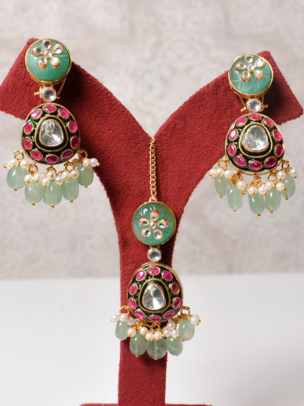 Adrika Polki Bridal Necklace Set - Image 4