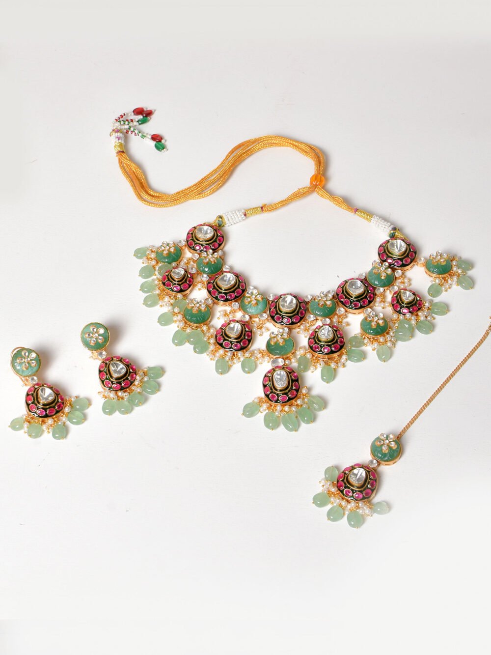 Adrika Polki Bridal Necklace Set - Image 9