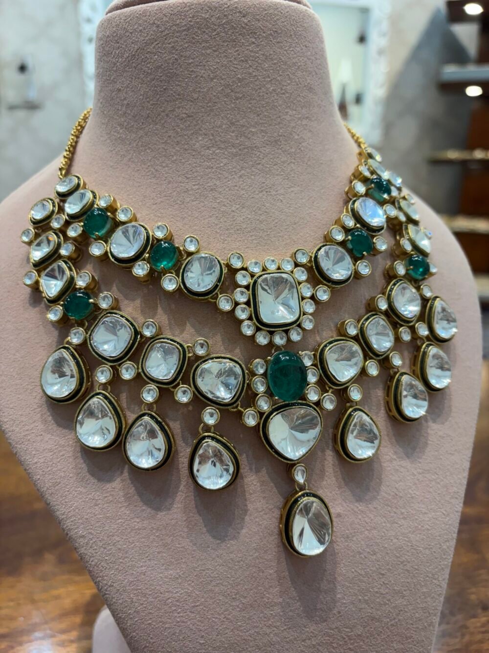 Amulya Polki Bridal Necklace Set - Image 3