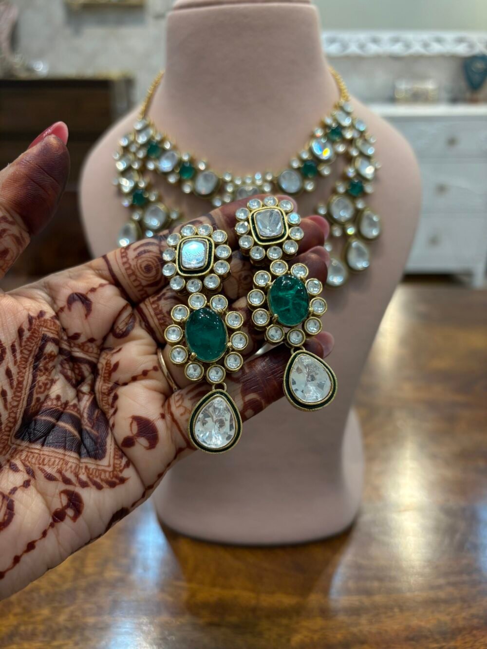 Amulya Polki Bridal Necklace Set - Image 8